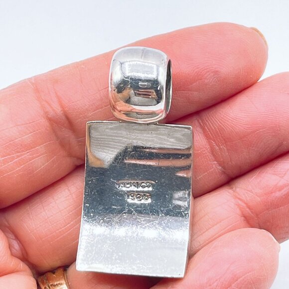 Sterling Silver & Red Enamel Pendant Mexico 925 - Picture 5 of 5